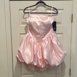 Pink Strapless Satin Dress